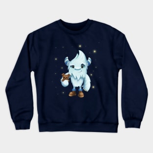 Yeti Snow Winter Monster Hiker with Teddy Bear Crewneck Sweatshirt